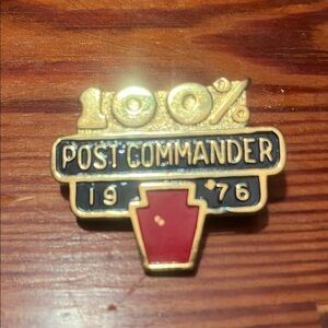 Vintage Gold and Red Post Commander Pin. This pin is from the Pennsylvania State